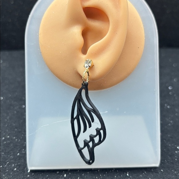 Black Wing Earrings - Picture 2 of 4